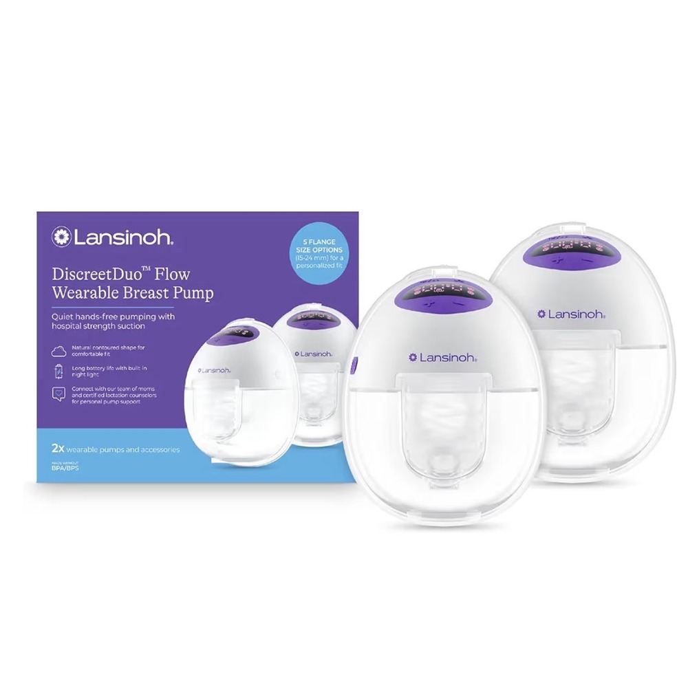 Lansinoh DiscreetDuo Flow Wearable Breast Pump Double Electric Hands Free New